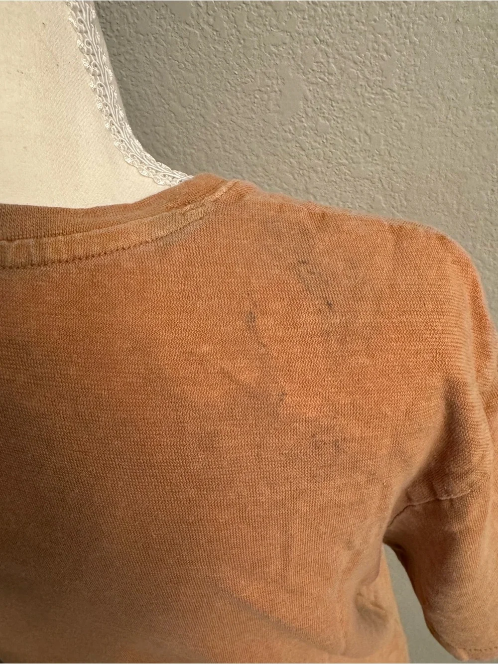 Crew Re-Imagined Hemp Organic Cotton Blend Henley Tee Orange Men's M